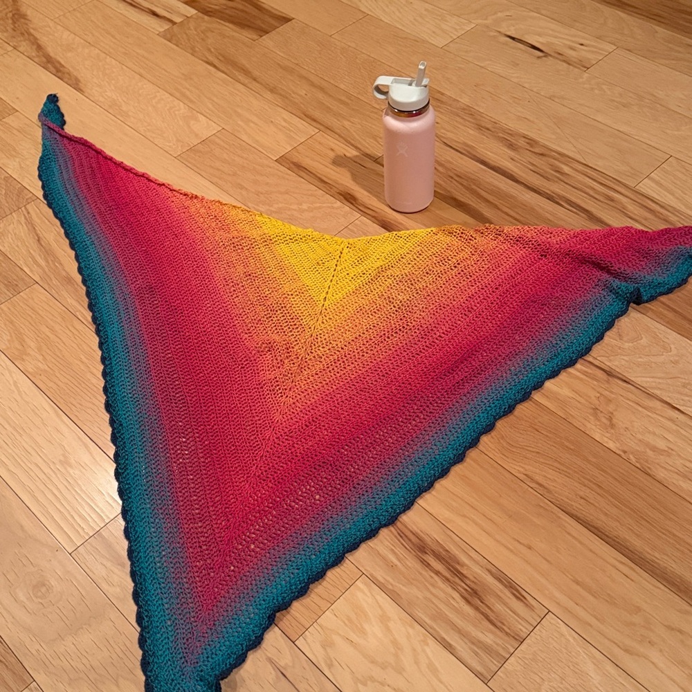 Handmade Crochet Lightweight Rainbow Summer Festival Wrap - Picture 2 of 8